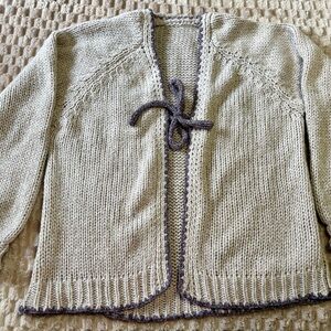 SHEIN Cream and Gray Knit Cardigan